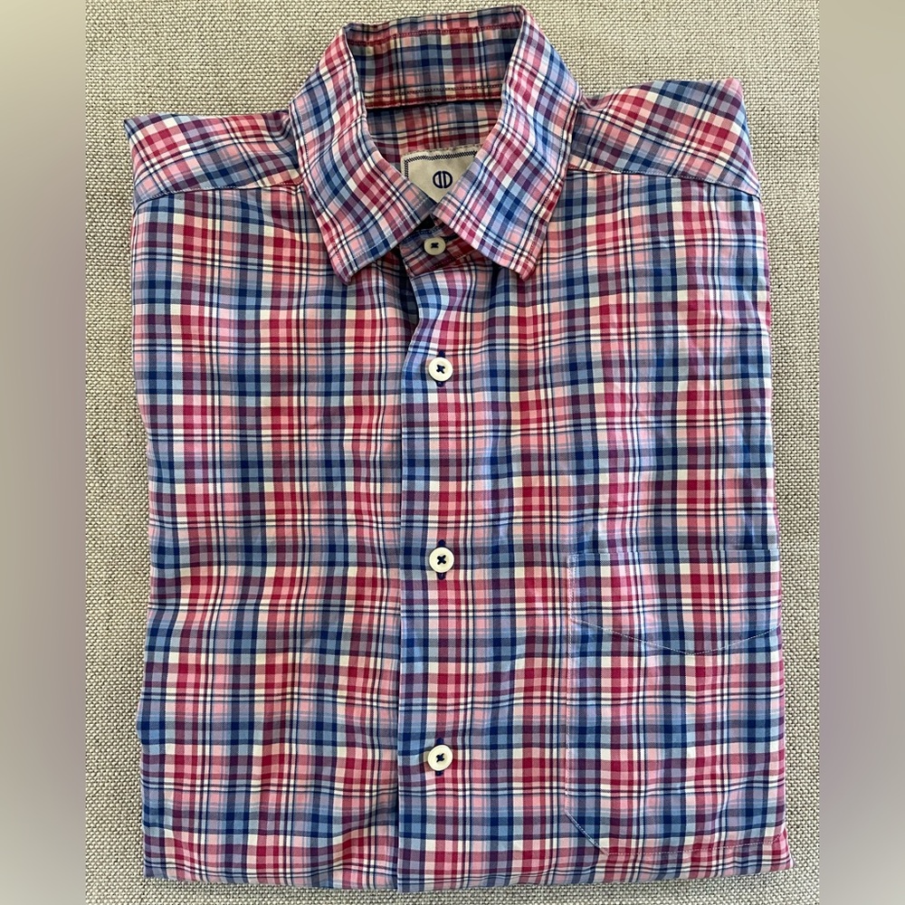 David Donahue Multi-Color Check Print Spread Coll… - image 1